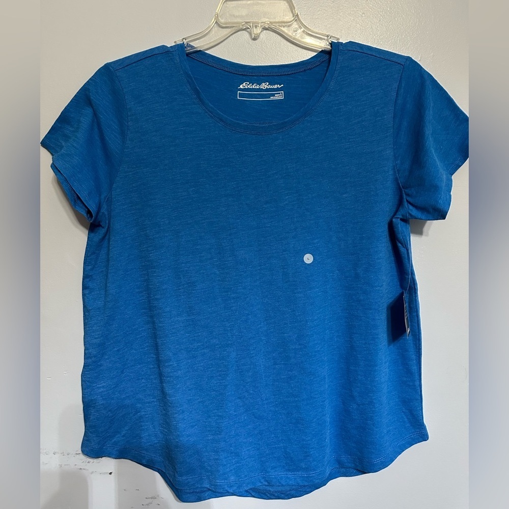 New Eddie Bauer women’s s/s tryout knit collection crew tee blue large
